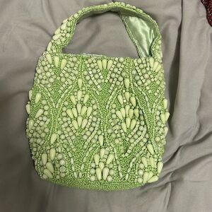 Small Light Green Beaded Handbag